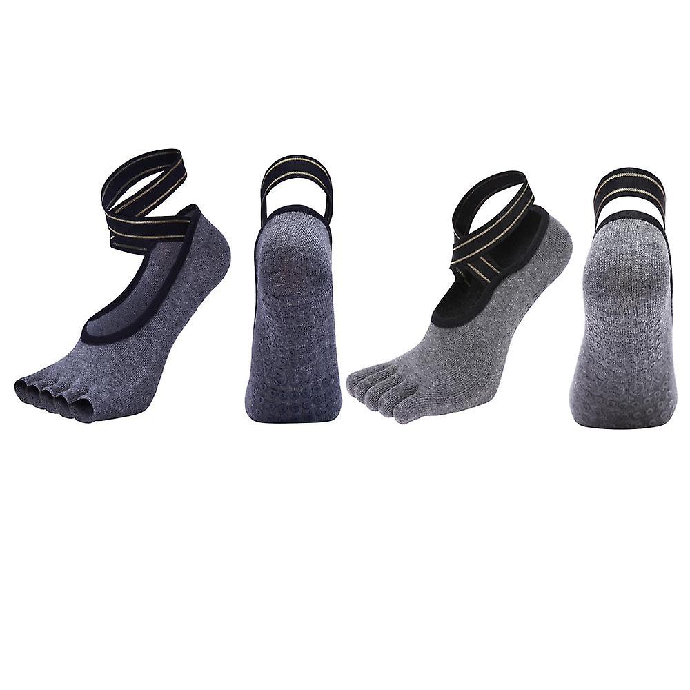 2 Pairs Yoga Open / Close Toe Socks Five-finger Separator Foot Alignment Socks