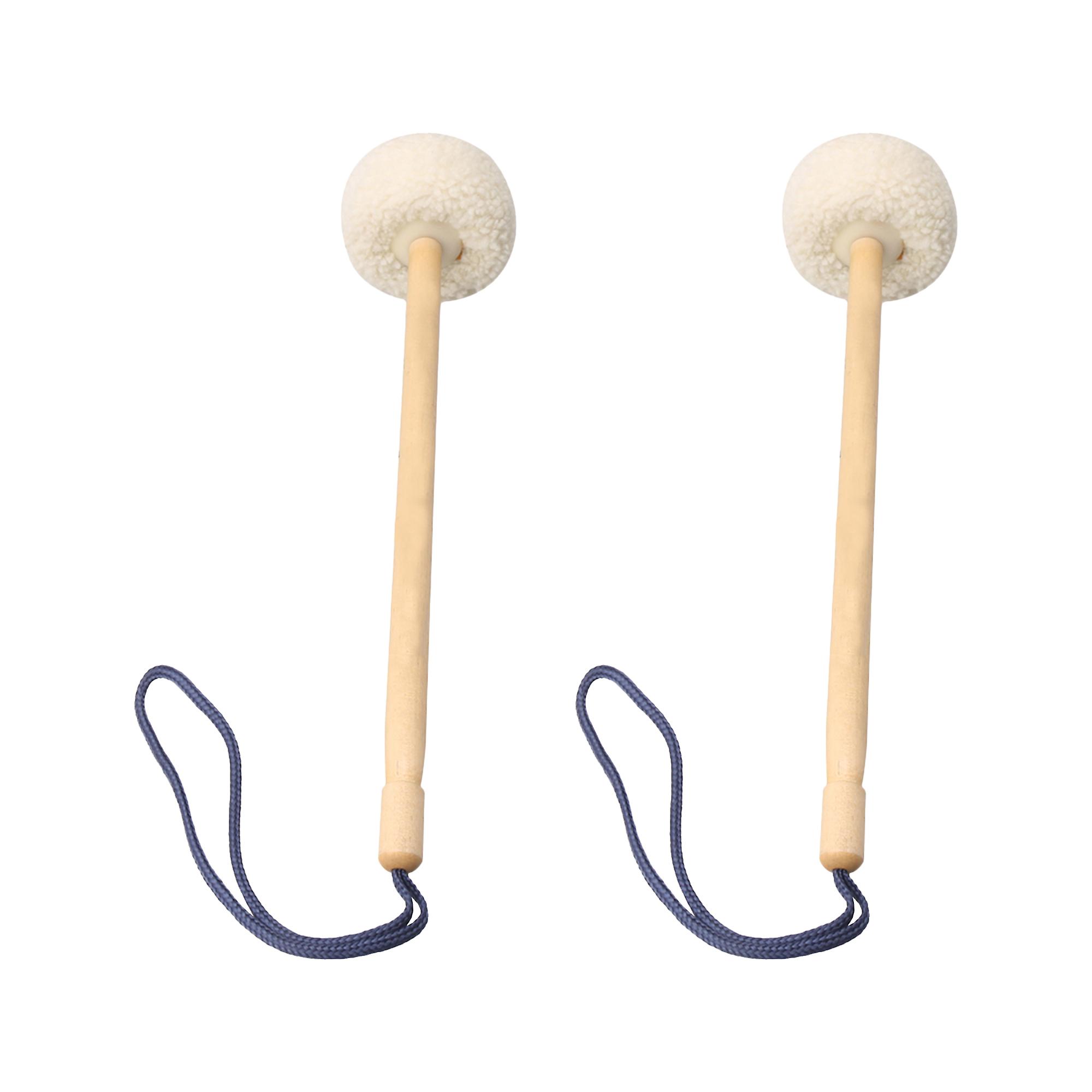2Pcs Felt Head Gong Hammer Stick Mallet Rod 80mm Diameter for Percussion