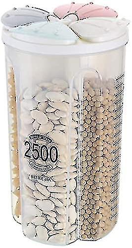 4 Grids Food Containers Box, For Cereals Oats Pasta (4 Grids 2500ml)1pc