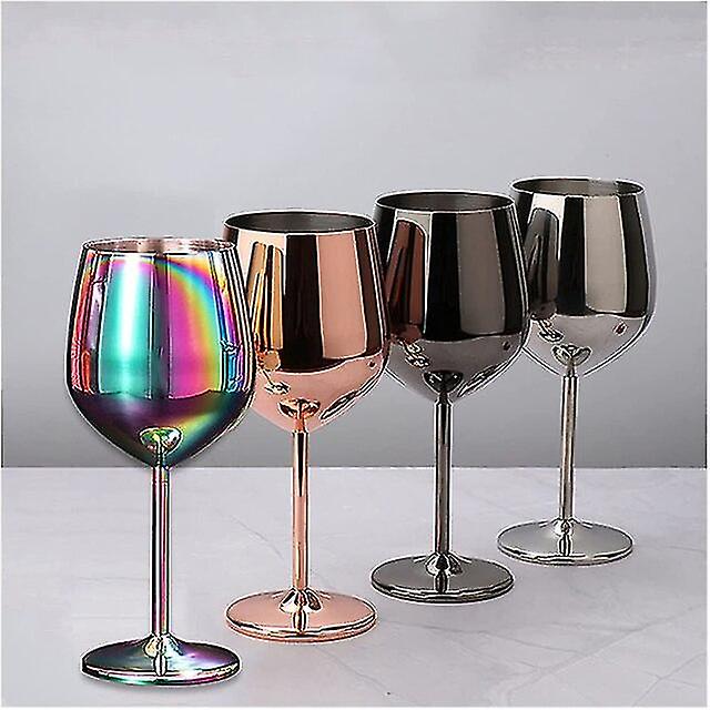 500ml 304 oțel inoxidabil single layer goblet red wine glass colorful large-capacity Drum-shaped Drop-resistant Wine Glass