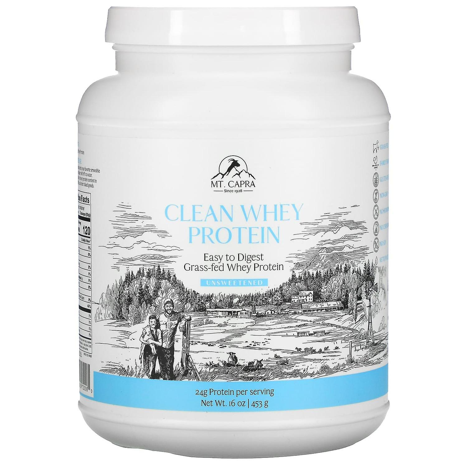 Mt. Capra, Clean Whey Protein, Unsweetened, 16 oz (453 g)