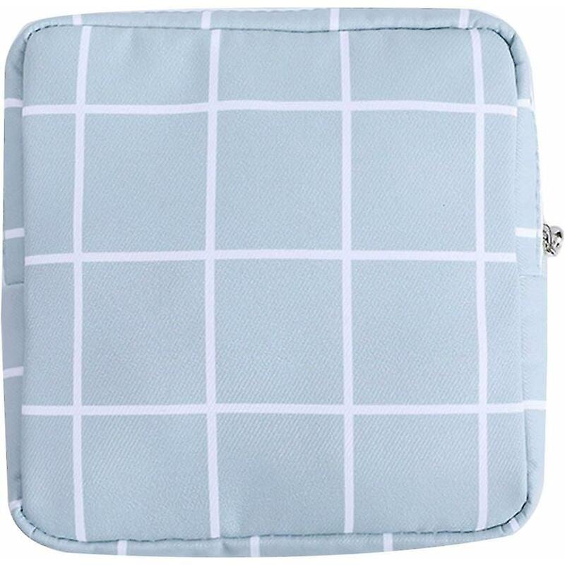 Portable Sanitary Napkin Storage Bag (Light Blue Grid),