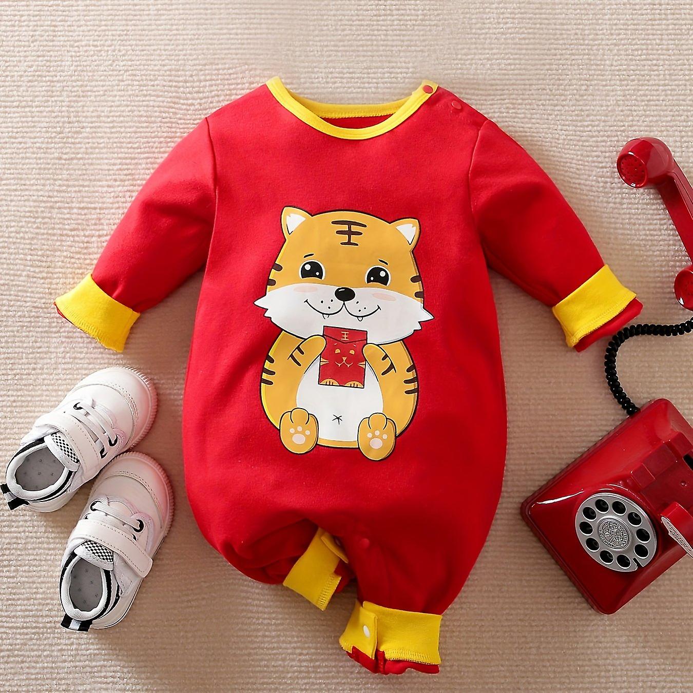 חמוד טייגר גראפי שרוול ארוך חליפת גוף לתינוק תינוק S כותנה יום יומי Romper