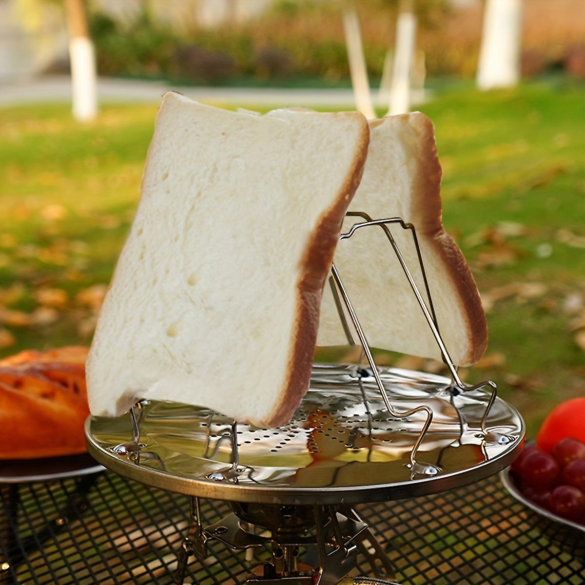 1pc udendørs grill rustfrit stål toaststativ 4-delt toastbrødplade Camping picnic grill foldbar bagværk