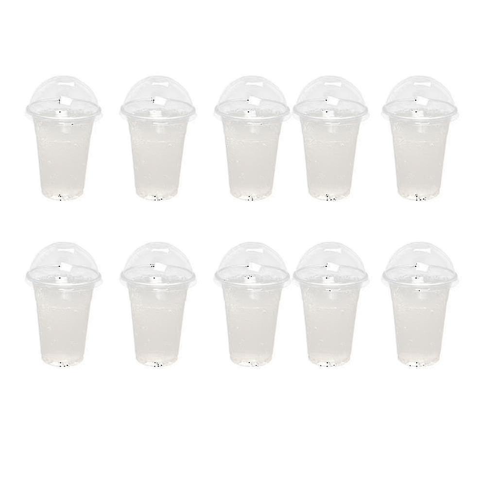 100 adet 500ml Tek Kullanımlık Şeffaf Plastik Bardaklar Bir Delikli Kubbe Kapakları Çay ile Uyumlu Meyve Suyu Sütlü Çay Kapaklı