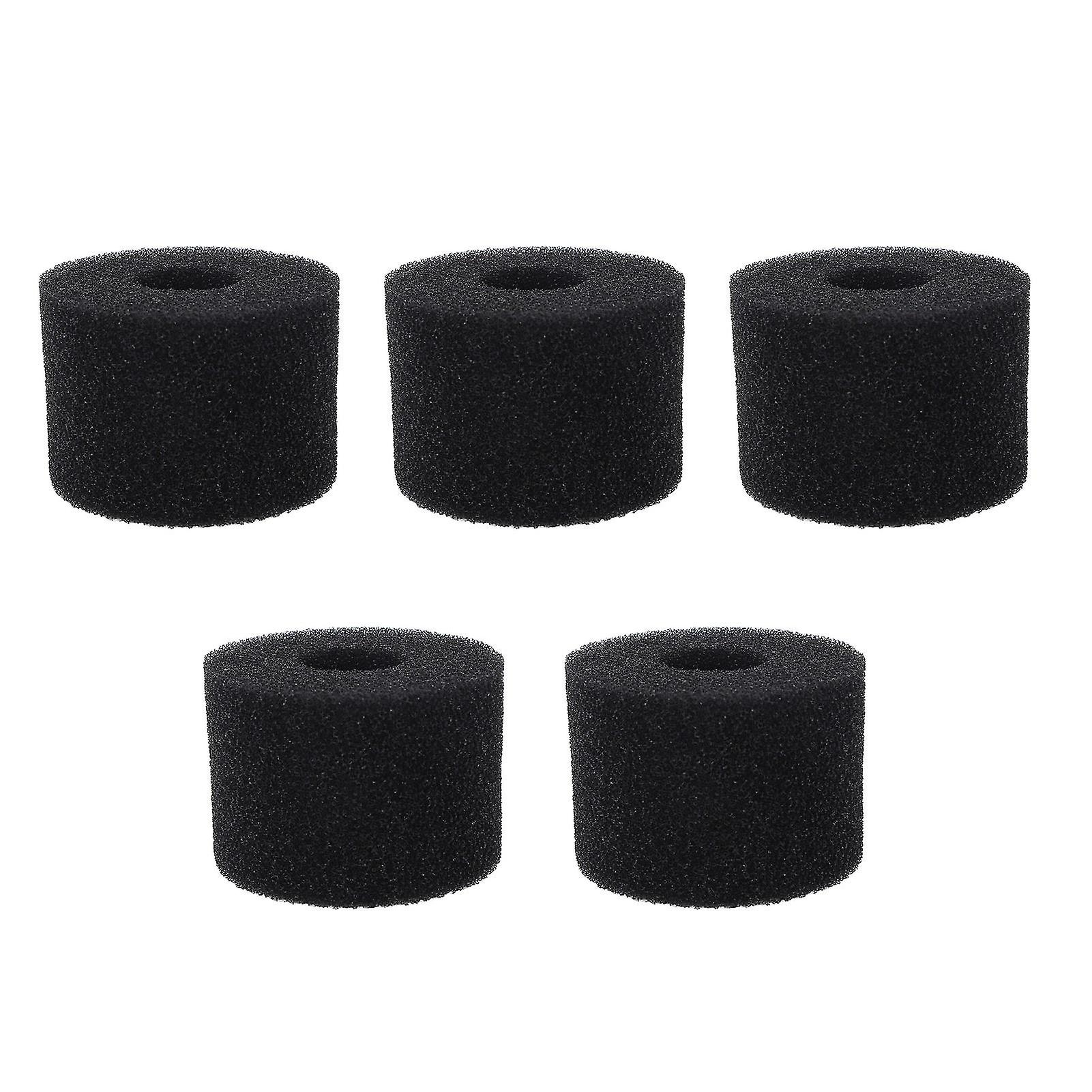 5PCS Pool Filter Sponge PU Sponge Black Reusable Washable Cylindrical Simming Pool Filter Foam for Pool Pump