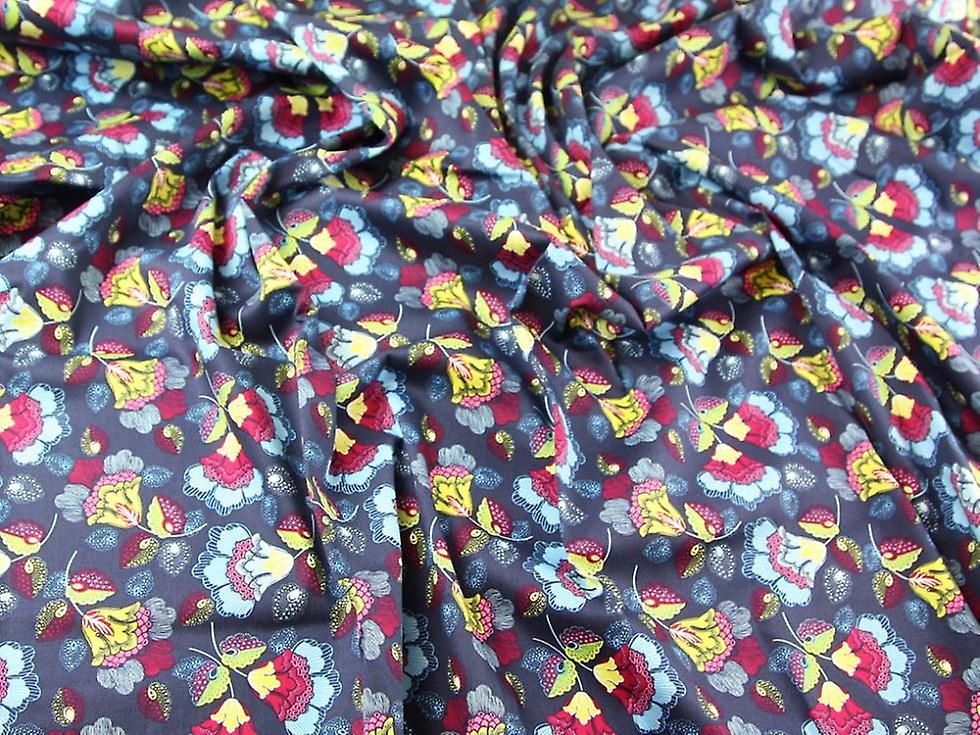 Minerva Woven Stretch Cotton Sateen Fabric Navy Blue - per metre