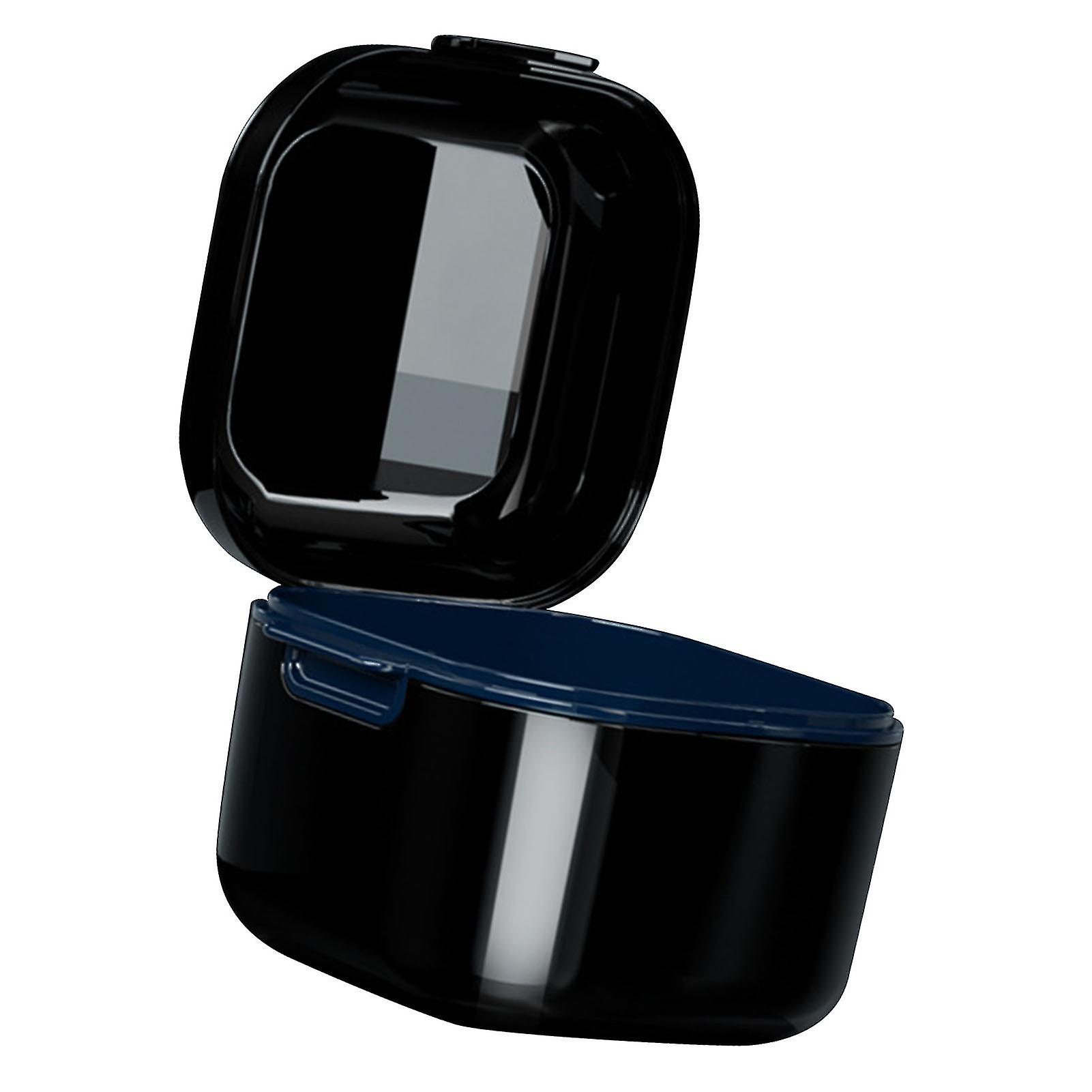 Denture Case Stain Removal Food Grade Strong Plastic Draining Design Denture Cup for False Teeth Tooth Socket Black 