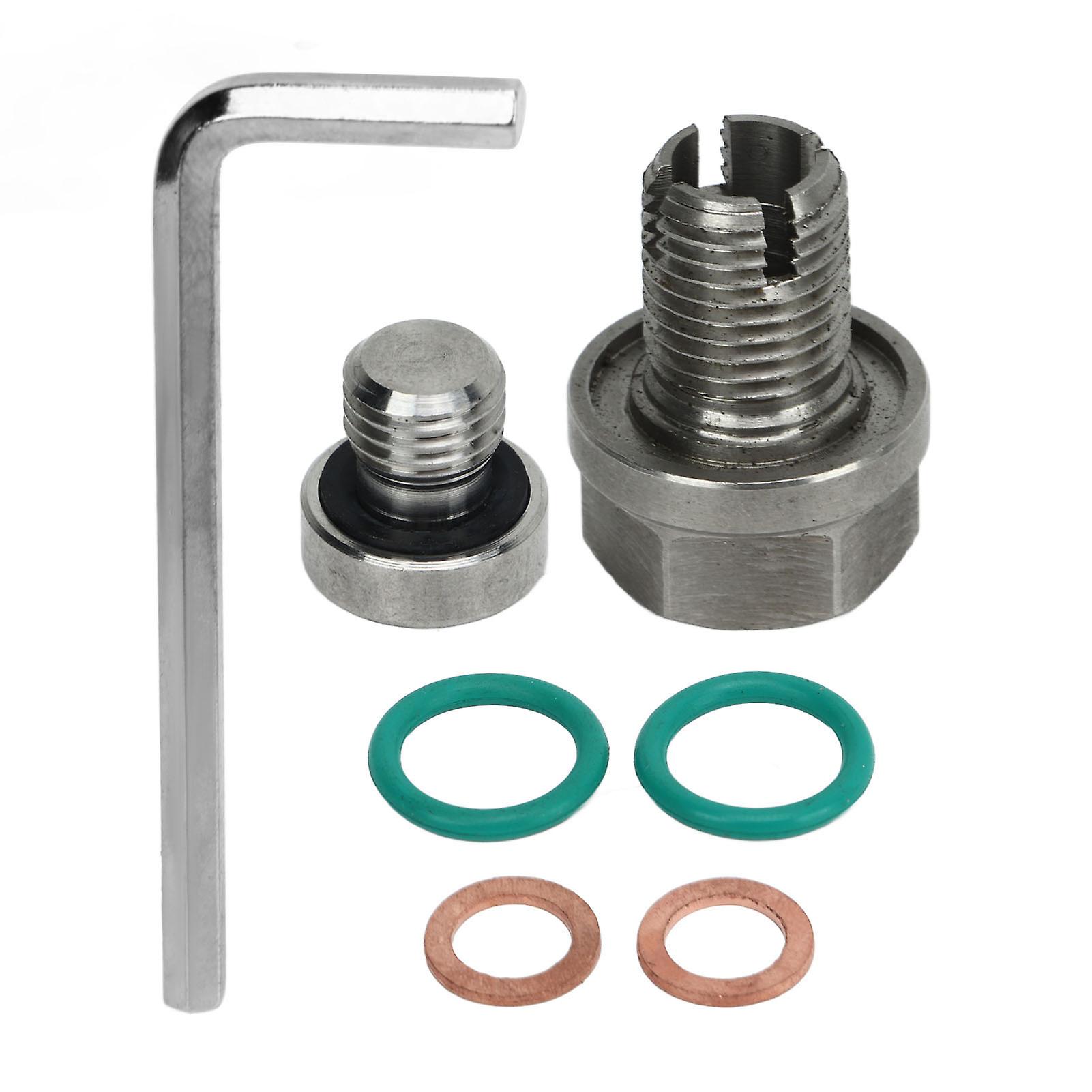 Stainless Steel Self-Tapping Oil Pan Thread Repair Kit with Oversized Drain Plug and Hex Key, O-Ring M12.1-1.25 x 15mm