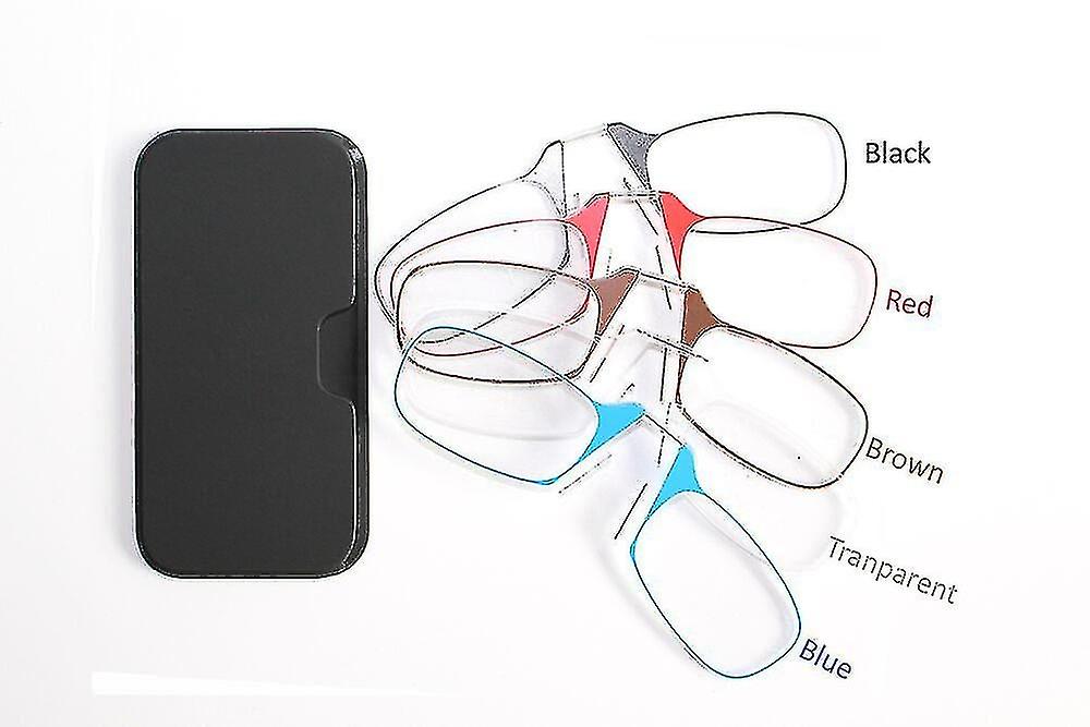 Portable Mini Legless Clip Nose Presbyopic Reading Glasses With Case +10 +40