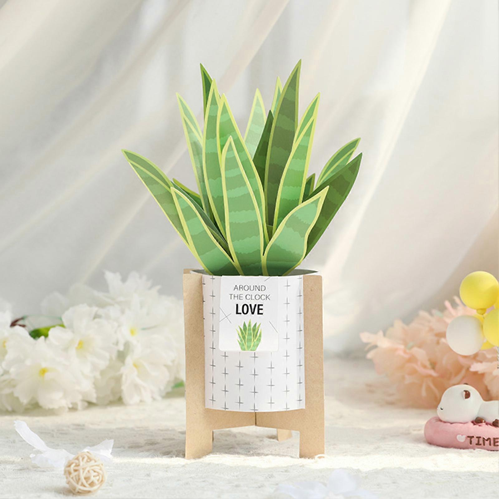 1 Set Birthday Card with Envelope Artificial Plant Bonsai Design ...