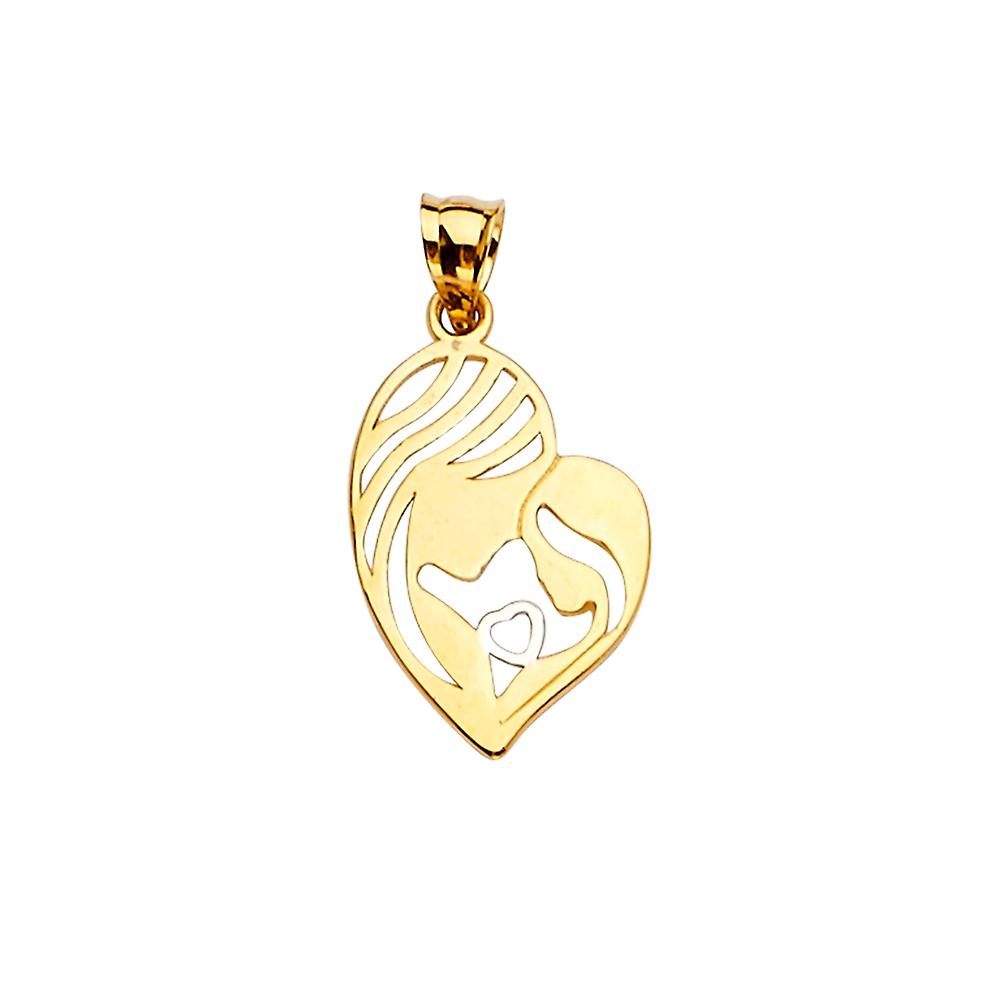 Collana mamma e ciondolo in oro giallo 14 carati 12x22mm-pendente - .9 grammi