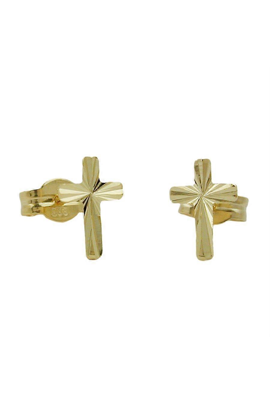 Stud Earrings Cross Polished 8k Gold - Gl431085
