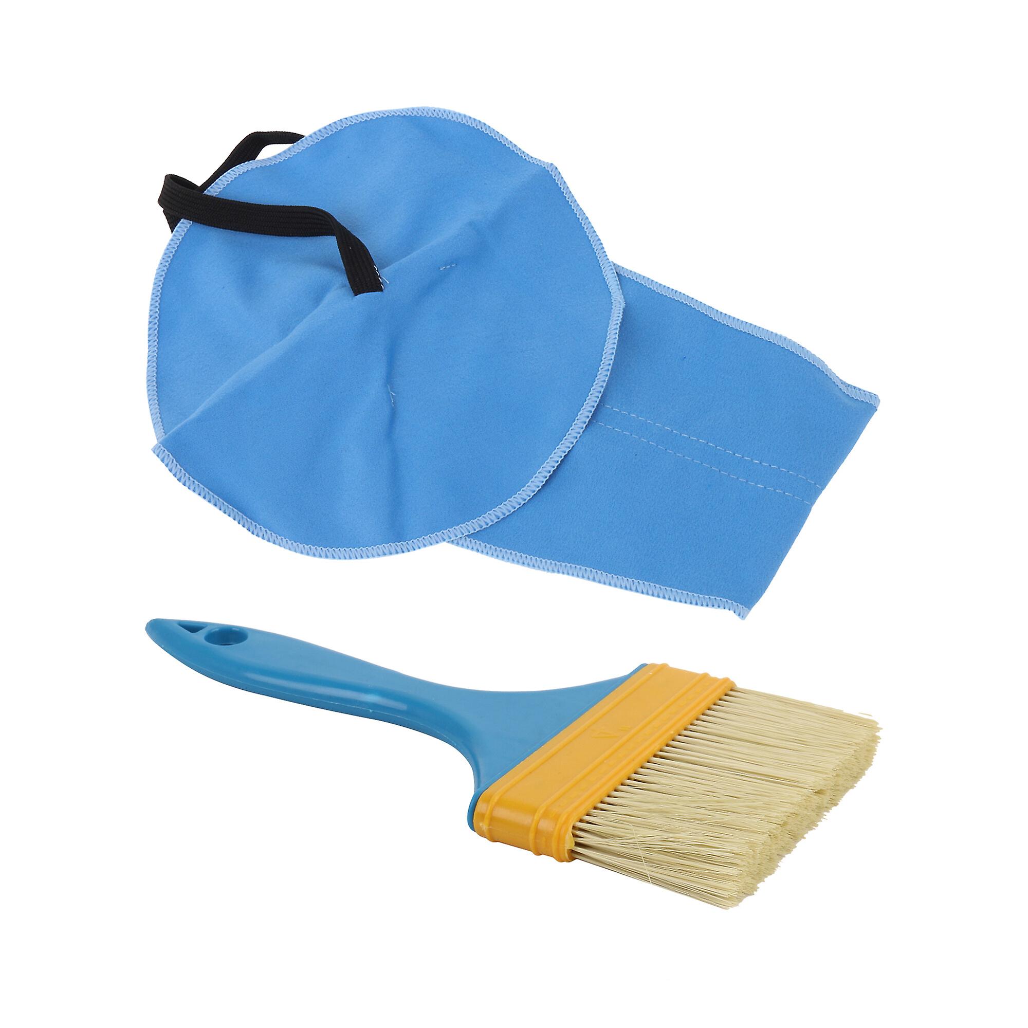 2 Pcs Sax Microfiber Cloth & 4Inch Flat Paint Brush w/ Blue Plastic Handle