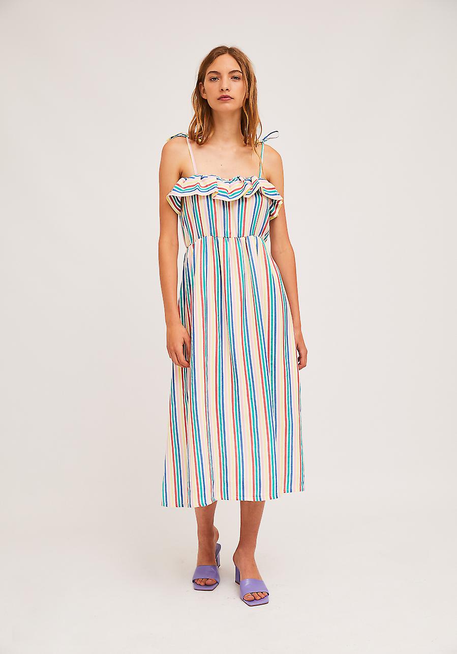 Midi Strap Summer Dress Multicolour Candy Stripe SS21PIC19 by Compania Fantastica
