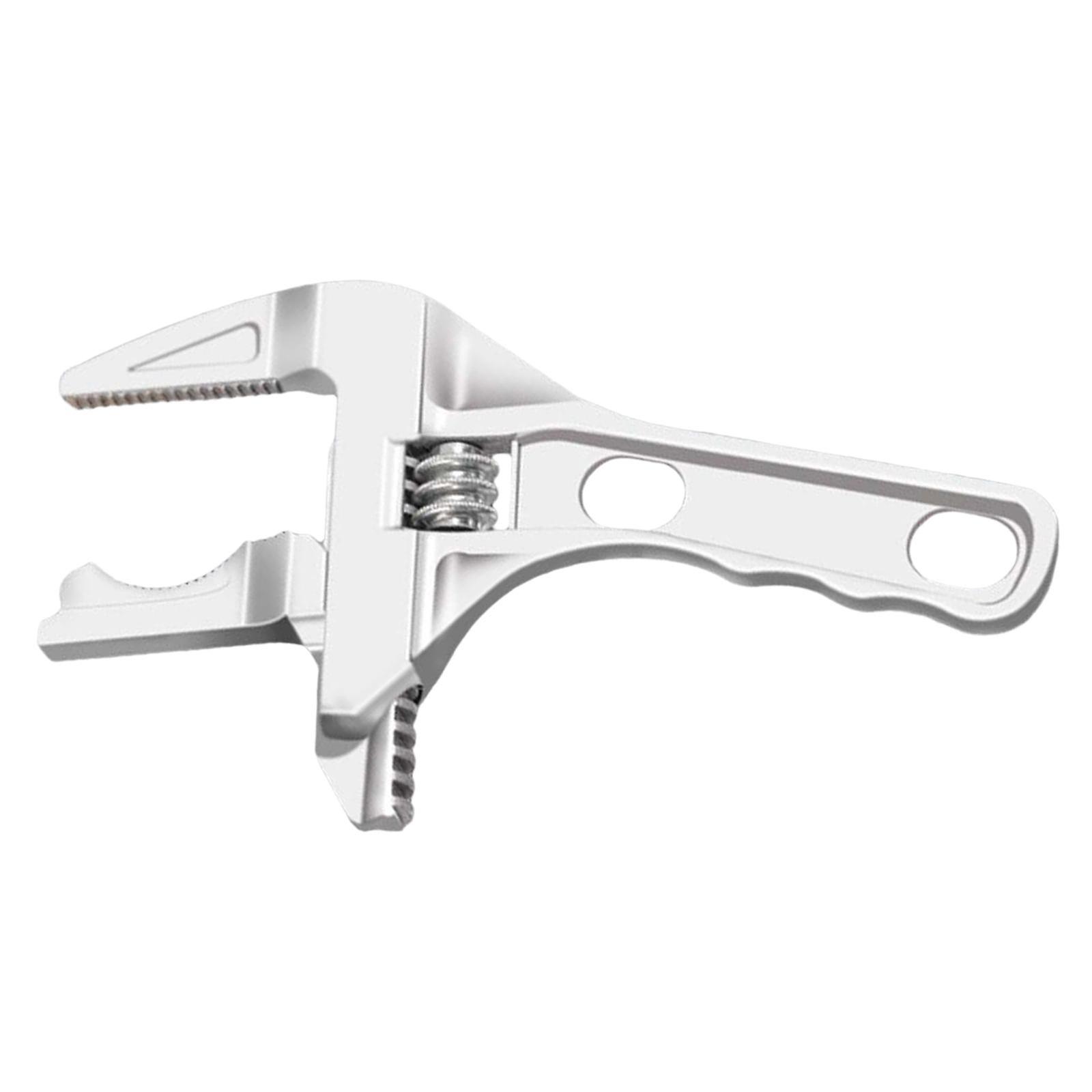 Large Opening Adjustable Wrench Plumber Wrench for Nut Disassembly Washbasin Argent
