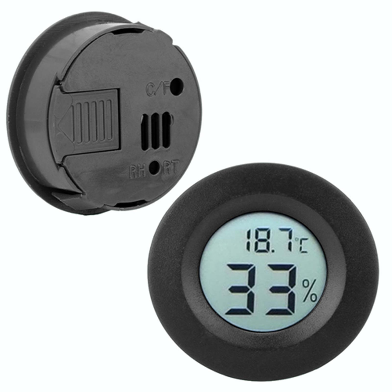 Mini Circular Embedded Digital LCD Thermometer Hygrometer Humidity Temperature Meter IndoorBlack 