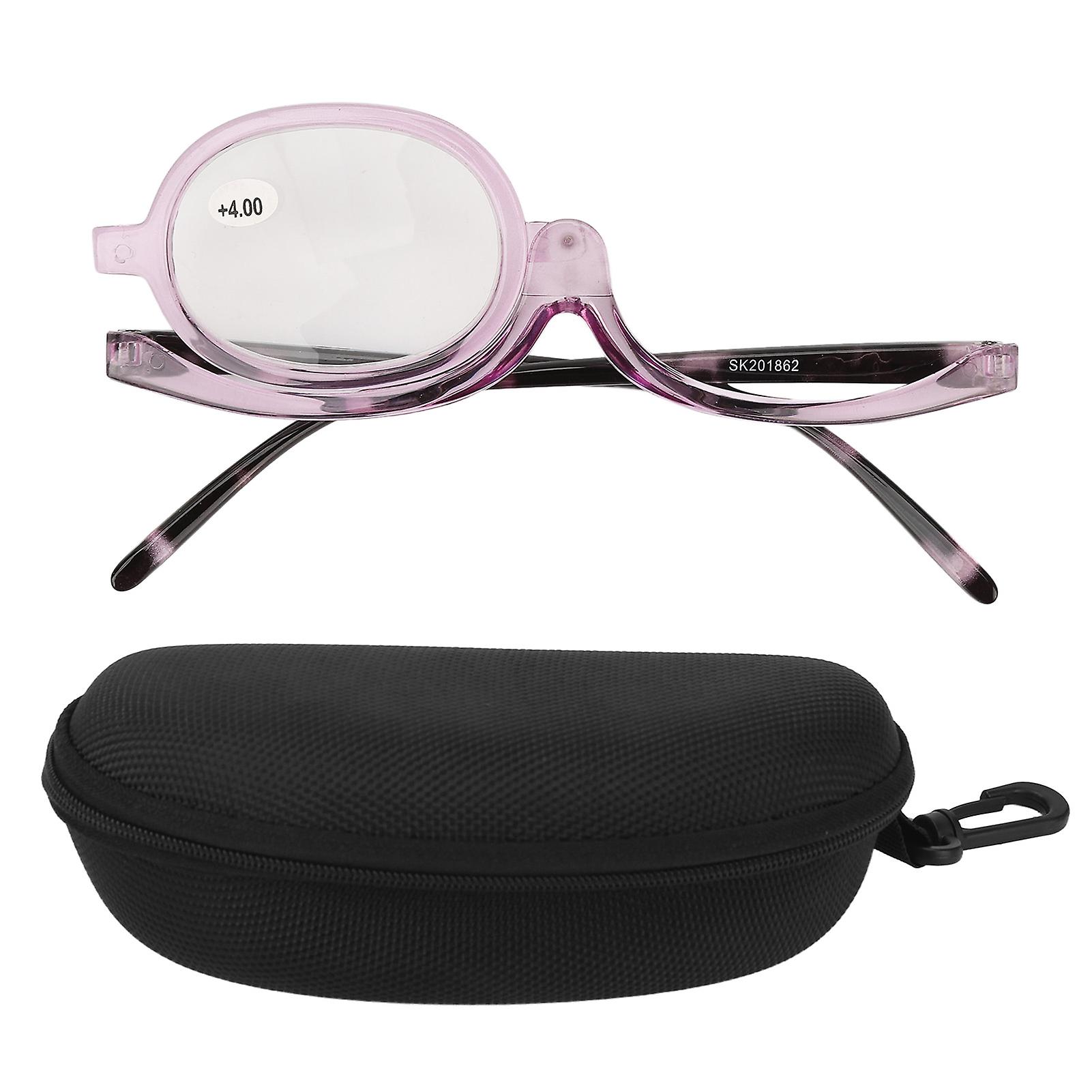Stylish Flexible Flip-up Magnifying Reading Glasses for Women with Case +4.00