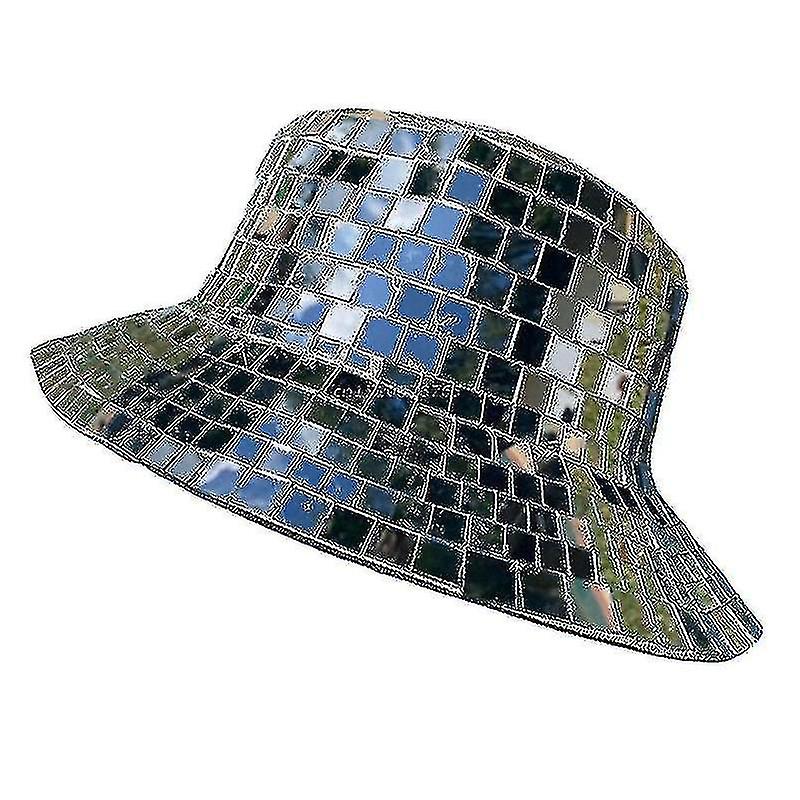 Mirror Disco Bucket Hat Full Sequin Disco Ball Hats For Dj Club Bar Unisex Disco Ball Festival Visor Beach Fisherman Hat