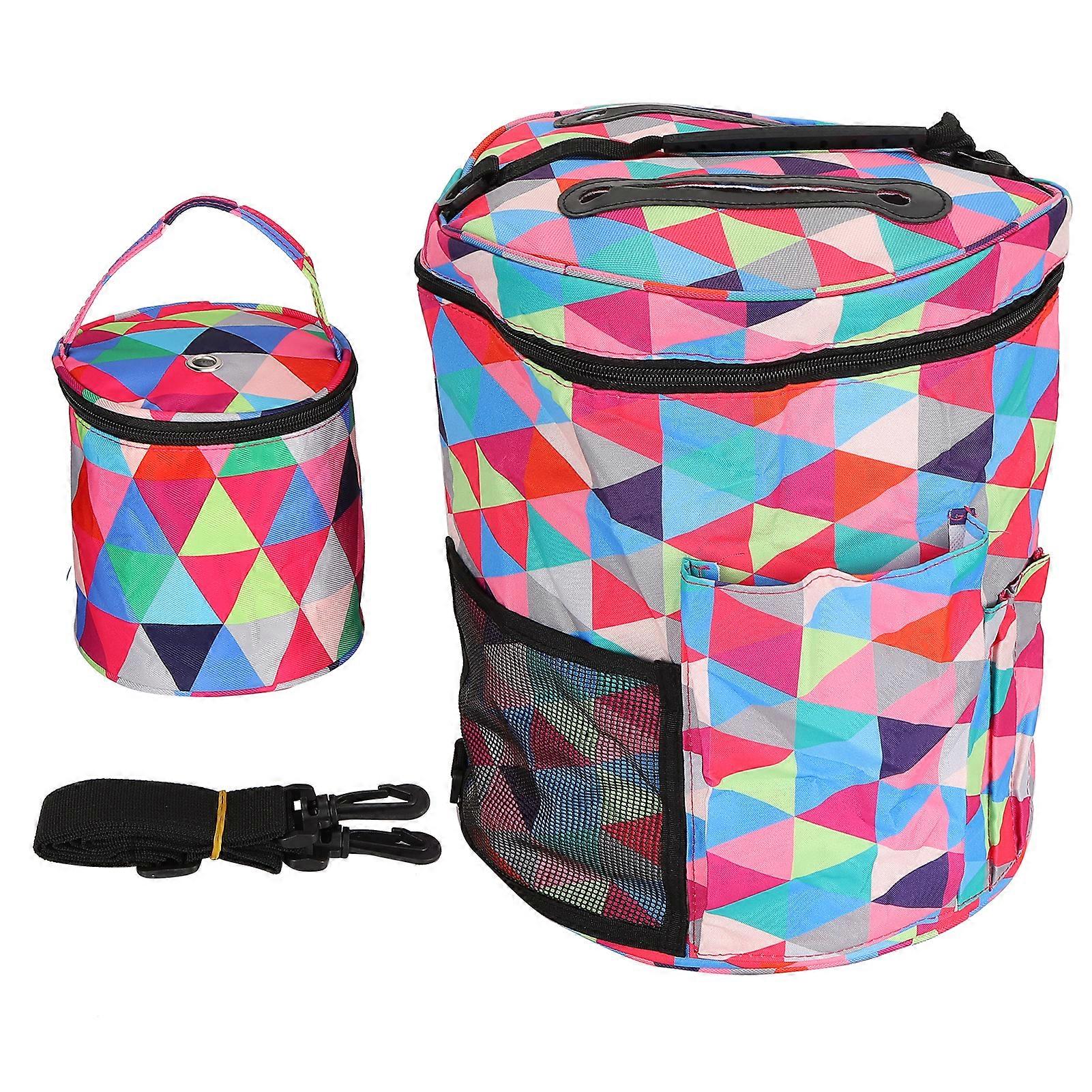 2pcs Storage Bag 600d Oxford Cloth Printing Multipocket Hand Strap Cylinder Shape Package(triangle )