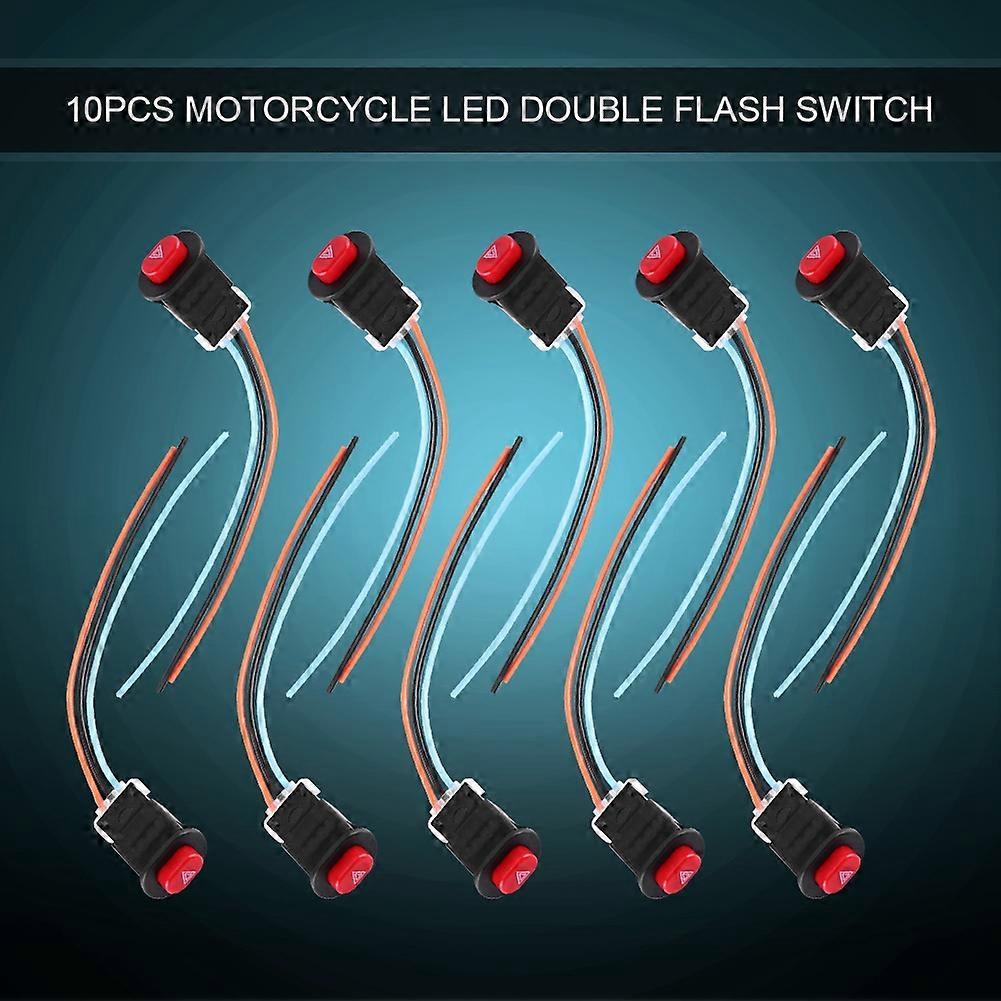 10pcs Motorcycle Led Double Flash Turn Signal Flashing Warning Lamp Switch Button