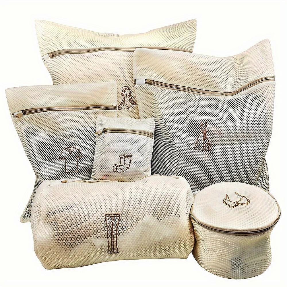 6pcs/set Delicate Wash Guard Bags - Zipper Closure, Durable Honeycomb Mesh, Non-Woven Fabric, Multipurpose, Rectangle Shape, Cotton Material, Protects
