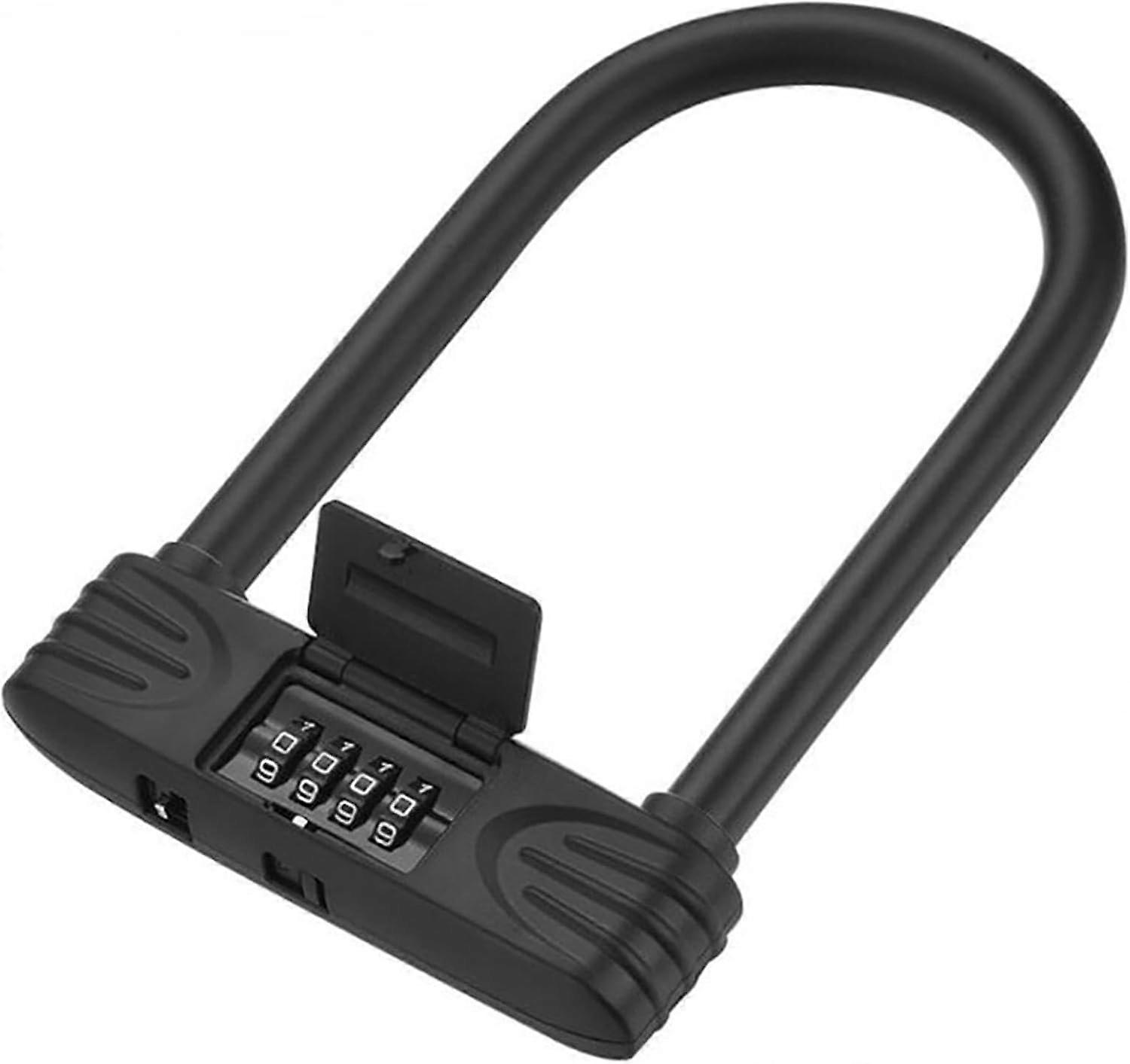 Heavy Duty U-Lock, 4-Digit Password Rotating Combination with U-Shackle, U-Lock for Bicycle
