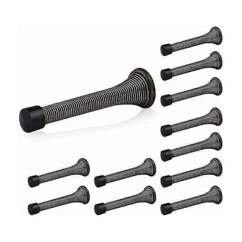 12 pezzi 85 mm fermaporta a molla in metallo con viti e piastra di base (bronzo)