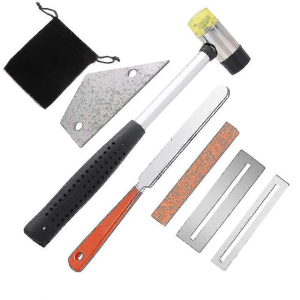 Guitar Luthier Tool Kit Include Fret Rubber Hammer, Guitar Fret Crowning File, Fret Rocker Leveling