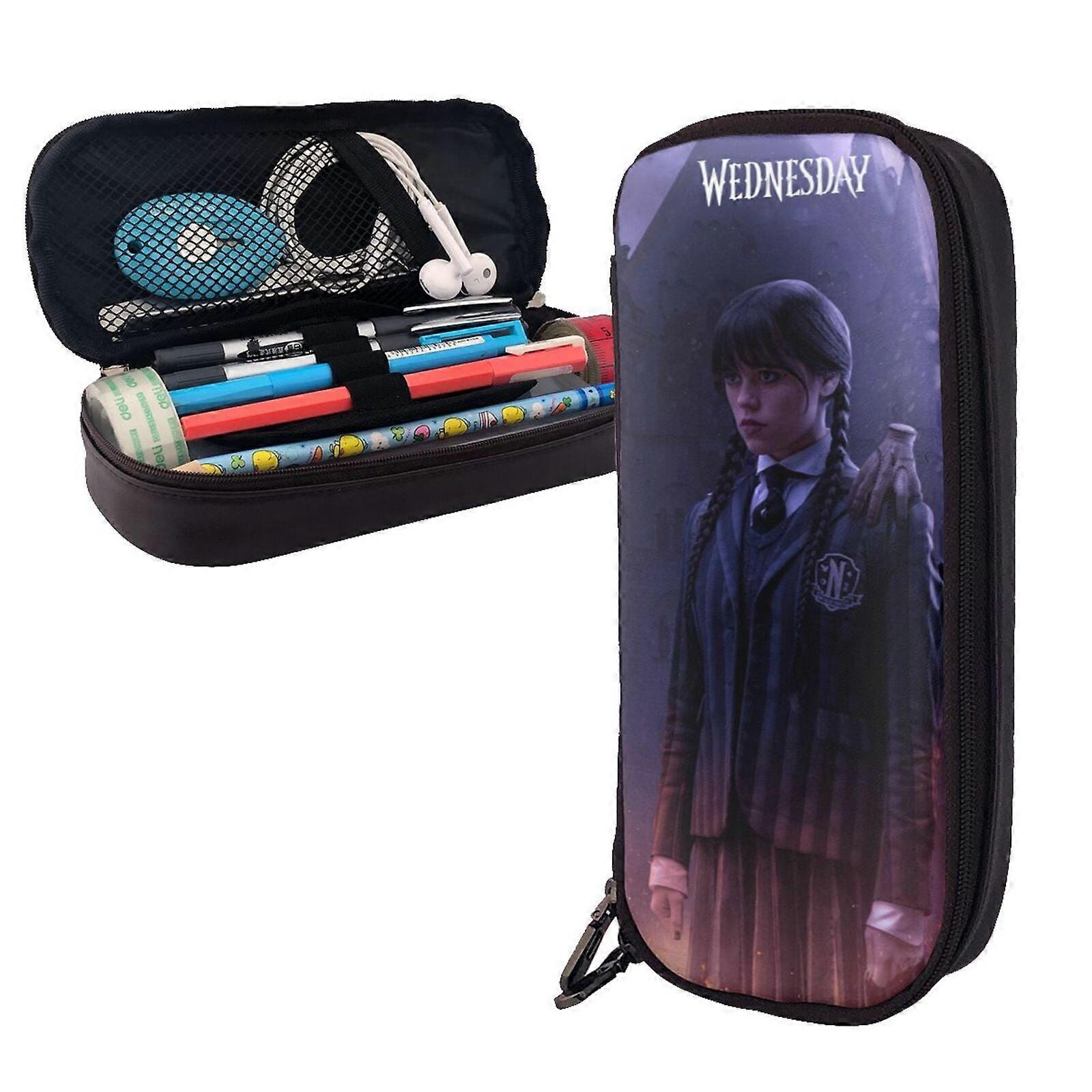 الأربعاء مقلمة حقيبة قلم رصاص جلد ماكياج مستحضرات التجميل حقيبة قرطاسية صندوق قلم رصاص-SYS421