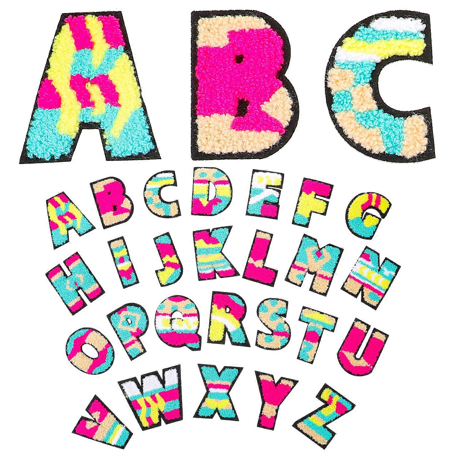 26Pcs Crafting Iron On Letters Fashion Sewing Patches Colorful Iron On Letter Patches Clothes Decors