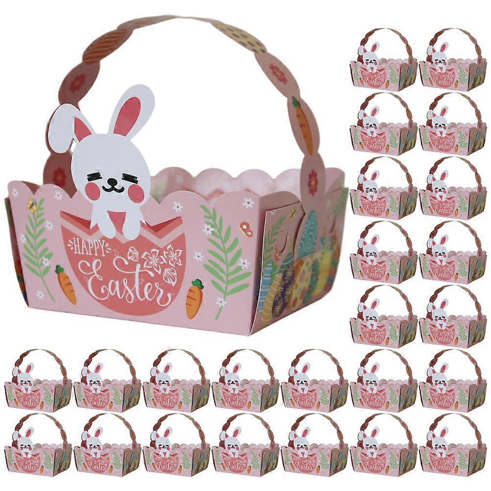 50Pcs Easter Gift Boxes Handheld Paper Basket Candy Boxes Cookies Cases Small Tea Leaf Boxes