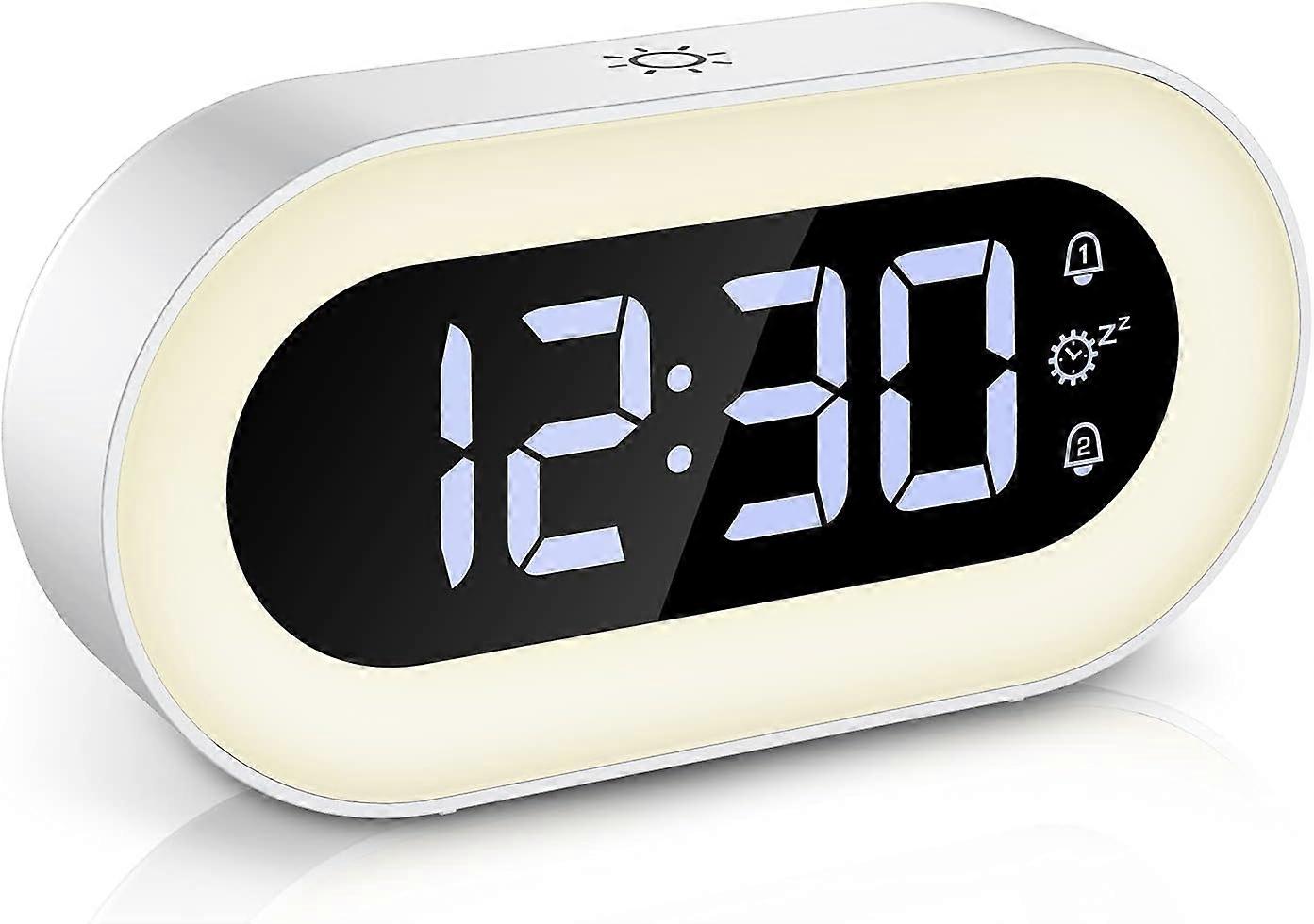 Digital Alarm Clock, LED Digital Musical Alarm Clock with Night Light, Snooze and Dual Alarm Function, Adjustable Brightness/Volume, Soft Night Light 