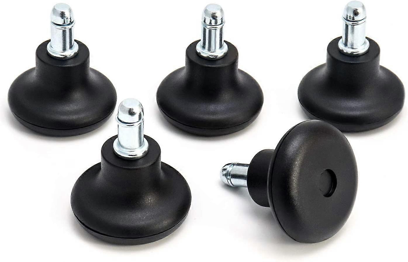Replacement Bell Glides Swivel Wheels for Office Chair, with 50mm Soft Rubber Fixed Casters, Pack of 5