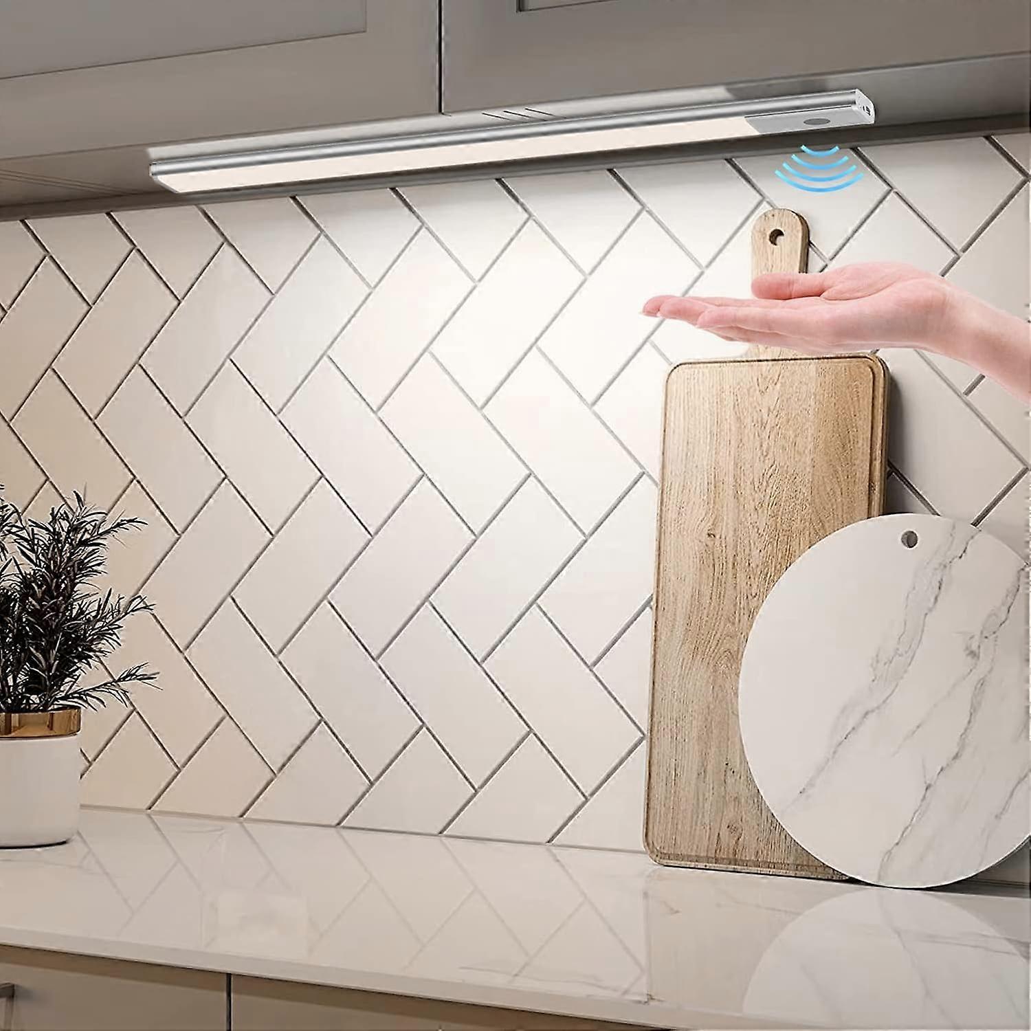 Kitchen Under Cabinet Light with Sensor, 40 cm Cupboard Light 2 in 1 Rechargeable and Powered by USB 5V DC LED Strip Under Shelf Wireless Battery Powe