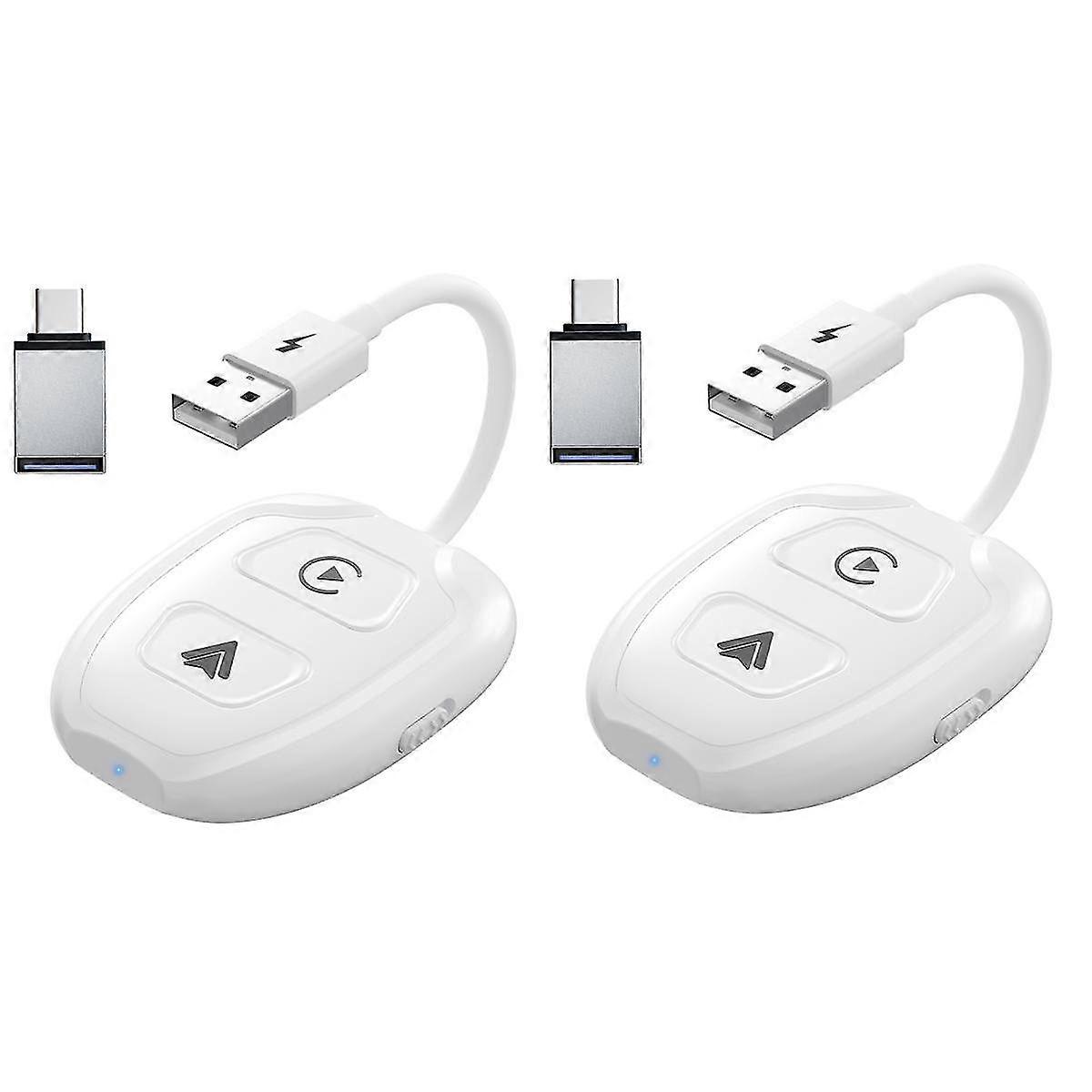 2pcs 2 in 1 Wireless Carplay Adapter für Android Auto Wireless Carplay Dongle für kabelgebundenes Carplay A