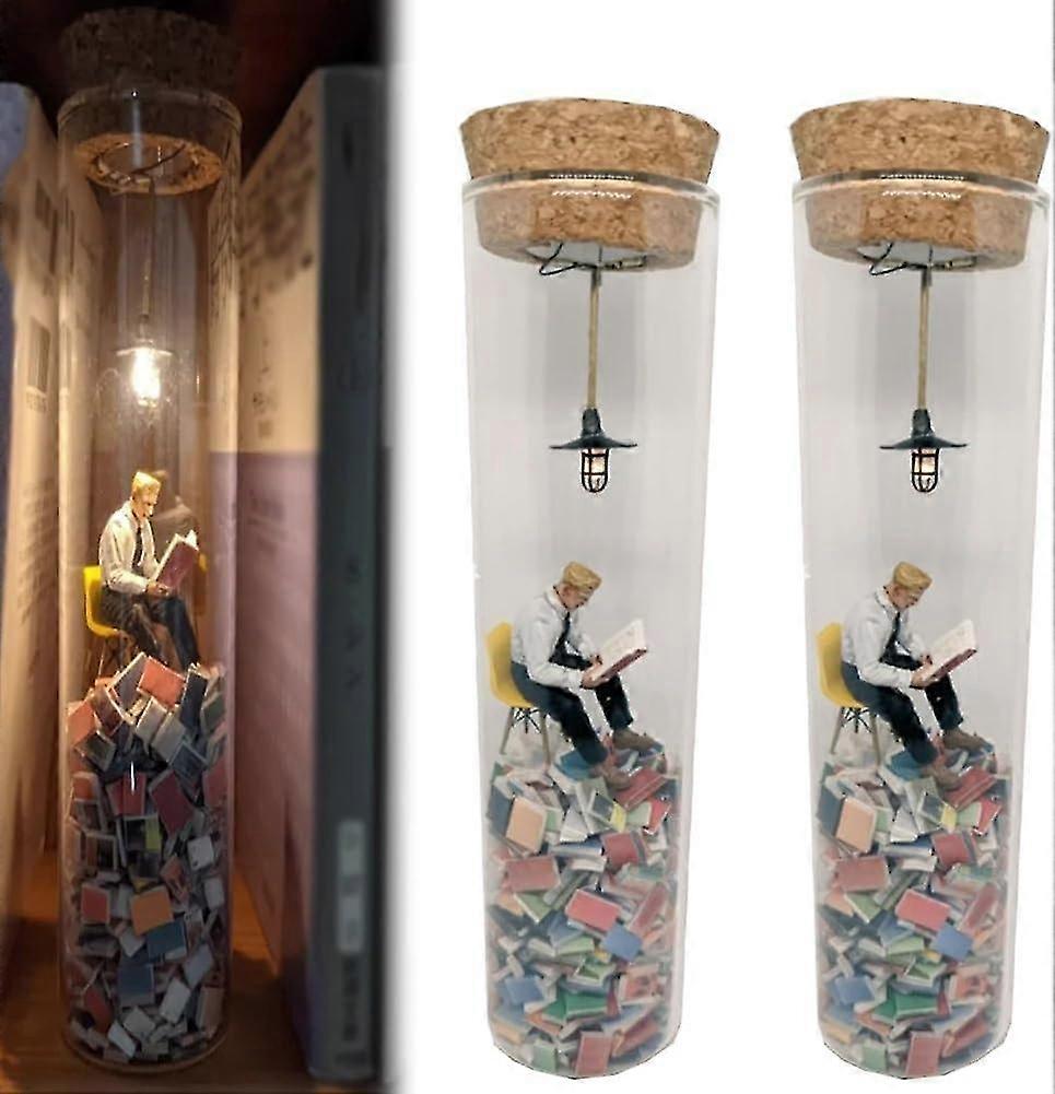 Test Tube Diorama, Fun Sci-fi Books Micro Scene Led Test Tube Perspective Drawing Bookshelf Ornament Gifts For Books Lover