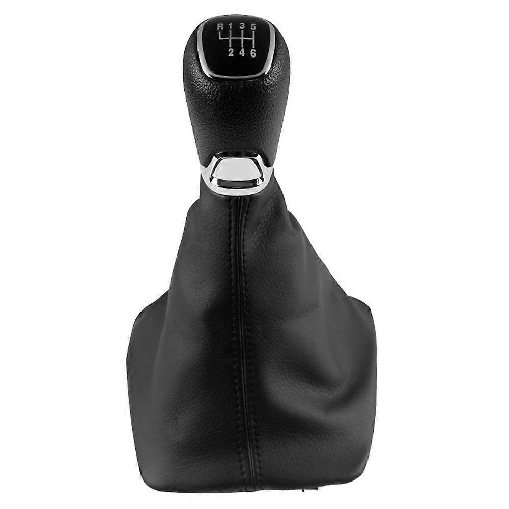 Chrome Leather Car Gear Shift Knob Lever Gaitor Boot Cover For Skoda Octavia A5 A6 2004 2005 2006 2007 2008 2009 2010 2011 2012-5 Speed