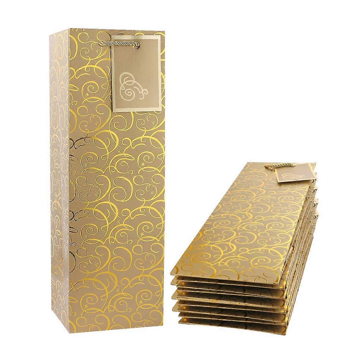 Wine Bags, Kraft Paper Wine Bag 10 Pcs Gift Wine Bags with Handles, Single Paper Wine Bag Bulk for