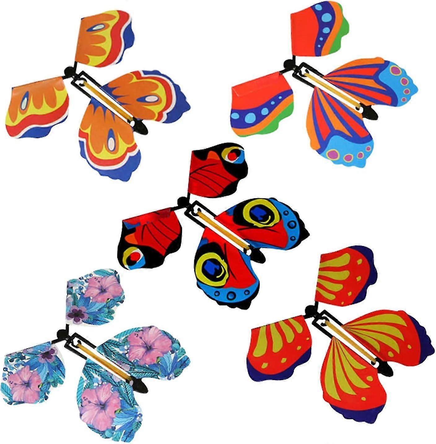 Magic Butterflies,Pack of 5 Flying Butterfly Card Magic Butterfly Card with Elastic Band