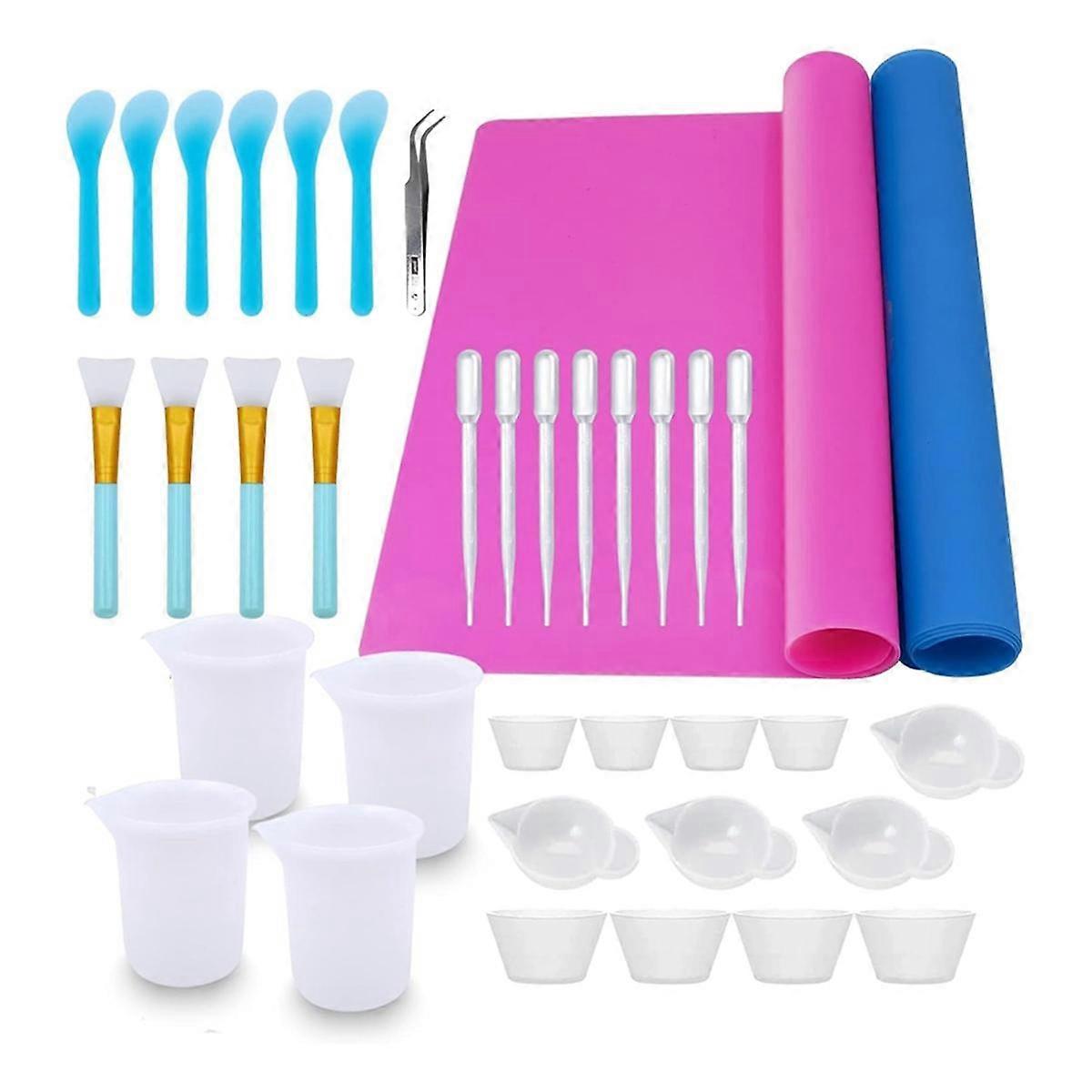 Epoxy Resin Mixing Tools Kit 36Pcs, Reusable Soft Silicone Resin Tools Supplies, Includes Silicone