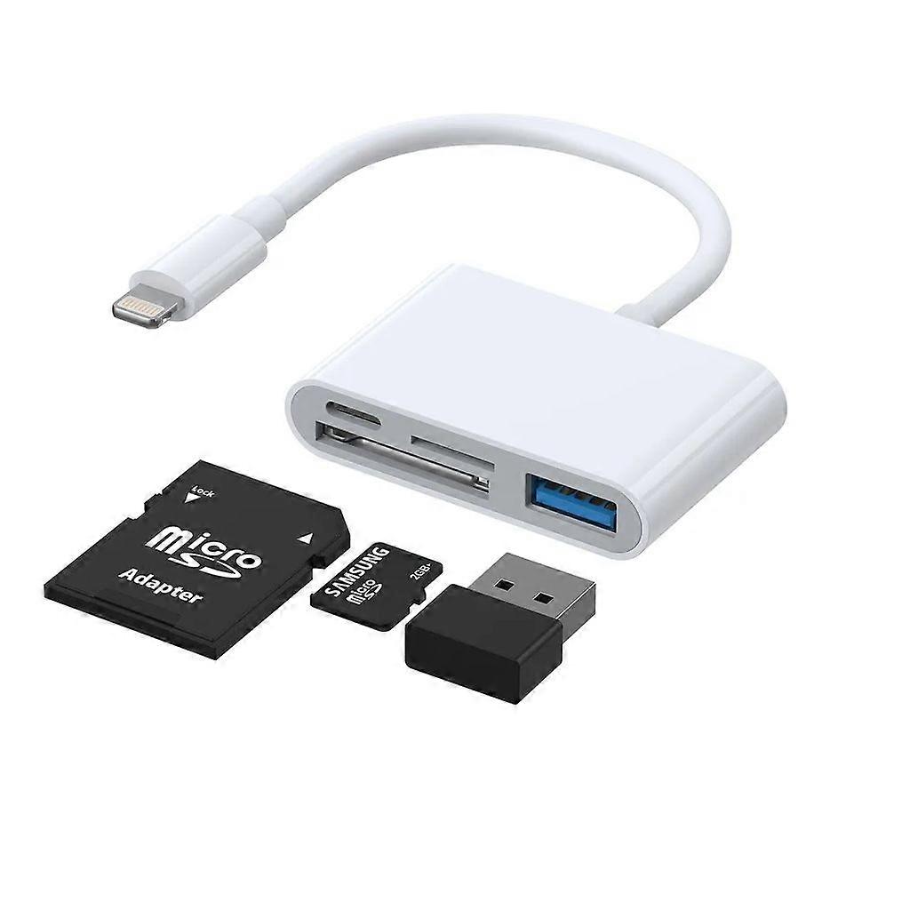 Fulmine 4 in 1 a USB-A, SD/TF, Lightning - Bianco