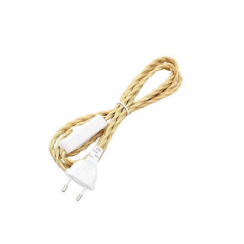2m 220V AC Vintage Power Cord With EU Plug Line Switch Fabric Covered Twisted Cable Wire For Table Lamp