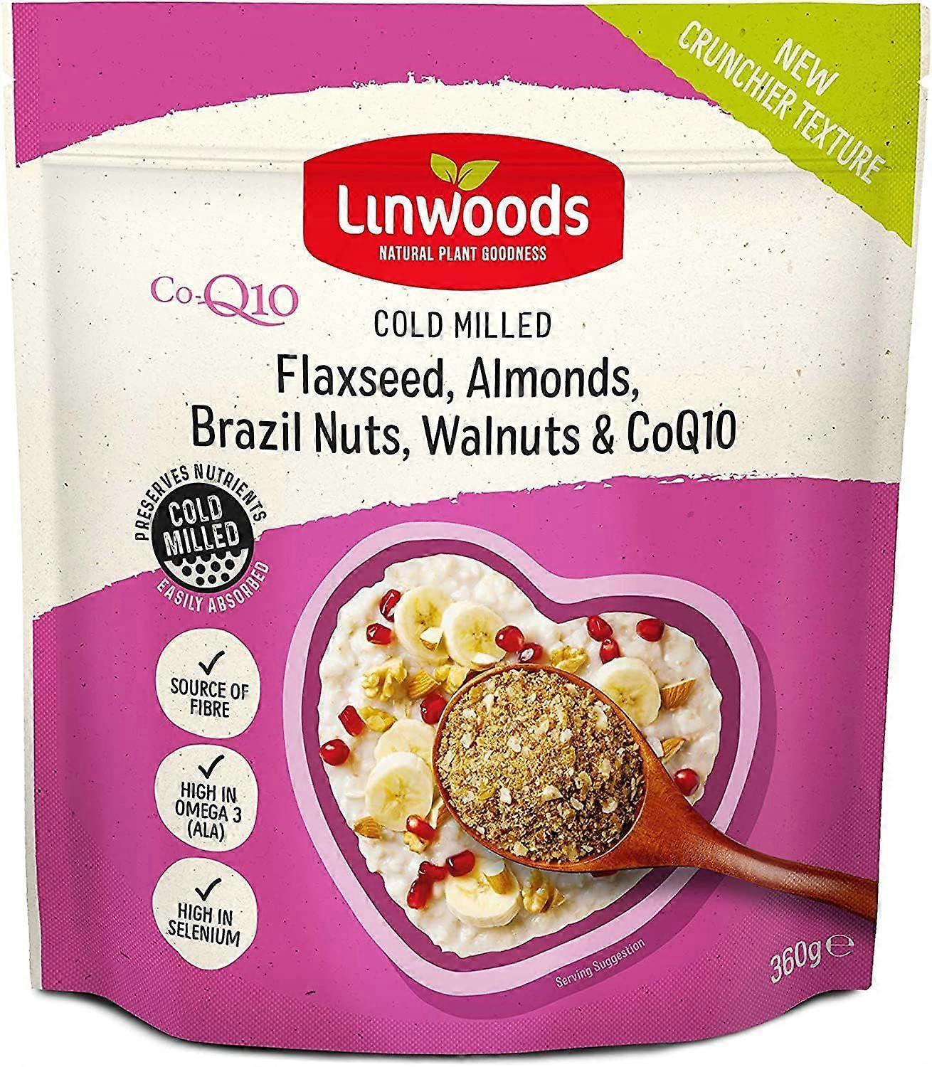 Linwoods Milled Flaxseed, Almonds, Brazil Nuts, Walnuts and CoQ10 360g - Pack of 4