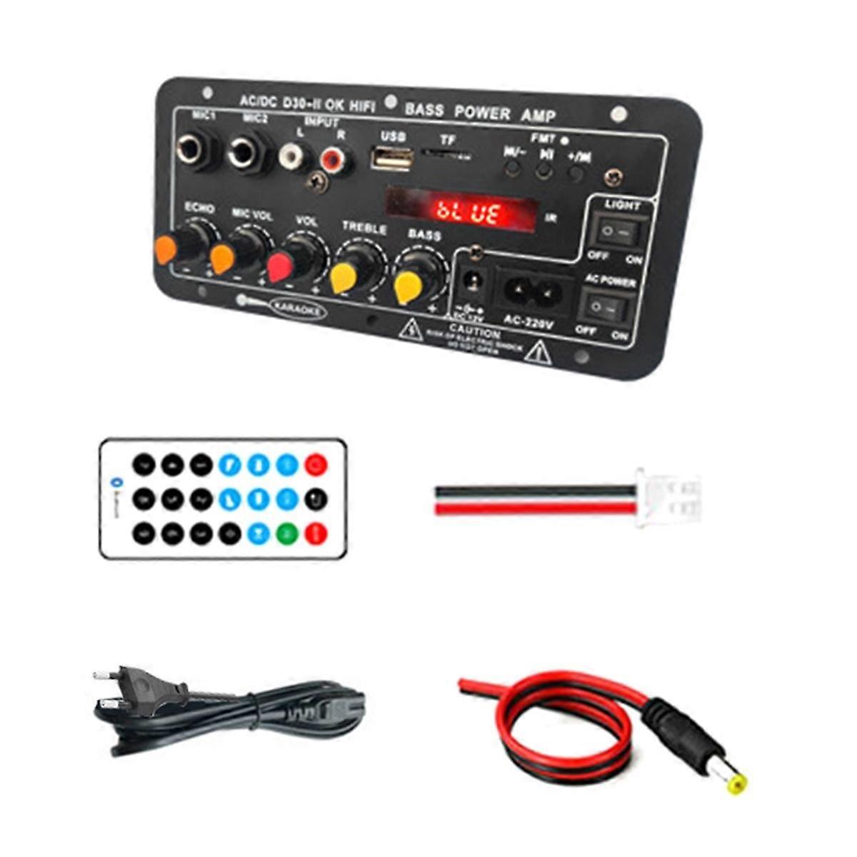12V numérique Bluetooth Amplificateur Carte Subwoofer Double Microphone Karaoké Amp Haut-parleur Home Cinéma UE
