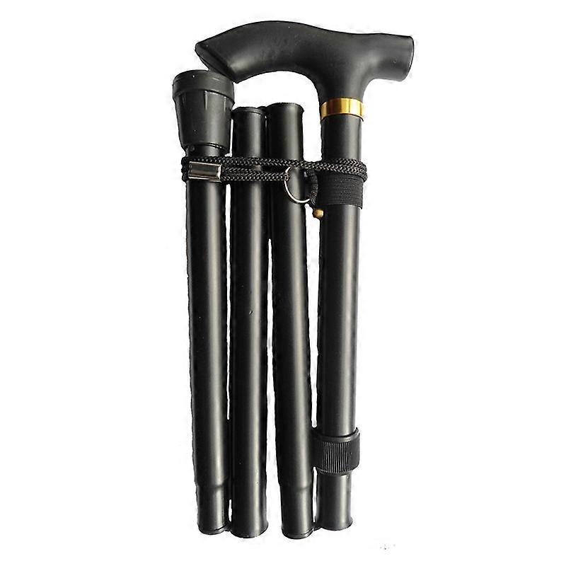 T-handle Portable Easy Folding Walking Stick Adjustable Aluminum Alloy Trekking Stick Mountaineering