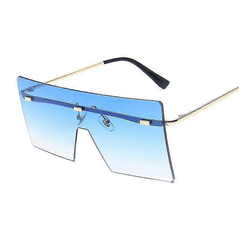 Mode Oversized Rimless Solglasögon Kvinnor Lyxmärke Square Solglasögon Vintage One-piece Big Frame Mirror Oculos De Sol