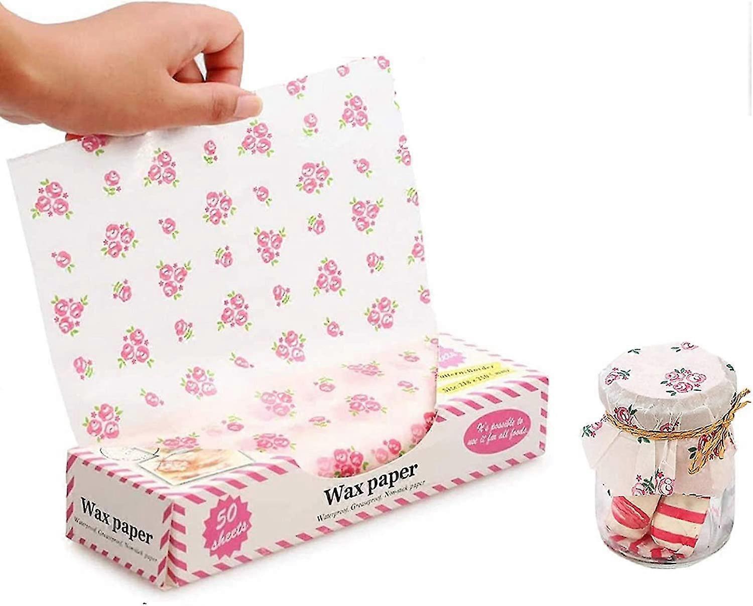 50 ark vaxpapper mat picknickpapper engångsmatförpackning smörpapper matpappersfoder omslag vävnad för plastmatkorg (li