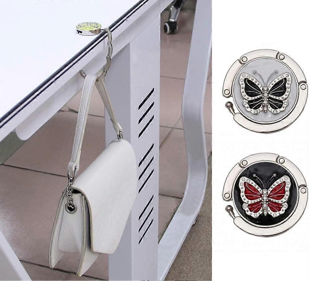 Set of 2 Foldable Butterfly-Shaped Purse Hooks -Convenient Handbag Table Hooks