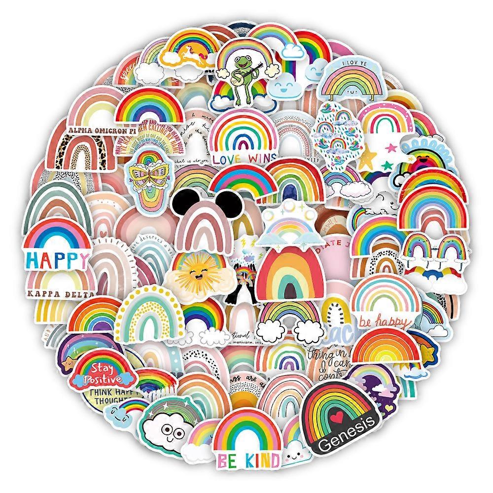 100 Pcs Cartoon Rainbow Stickers Vinyl